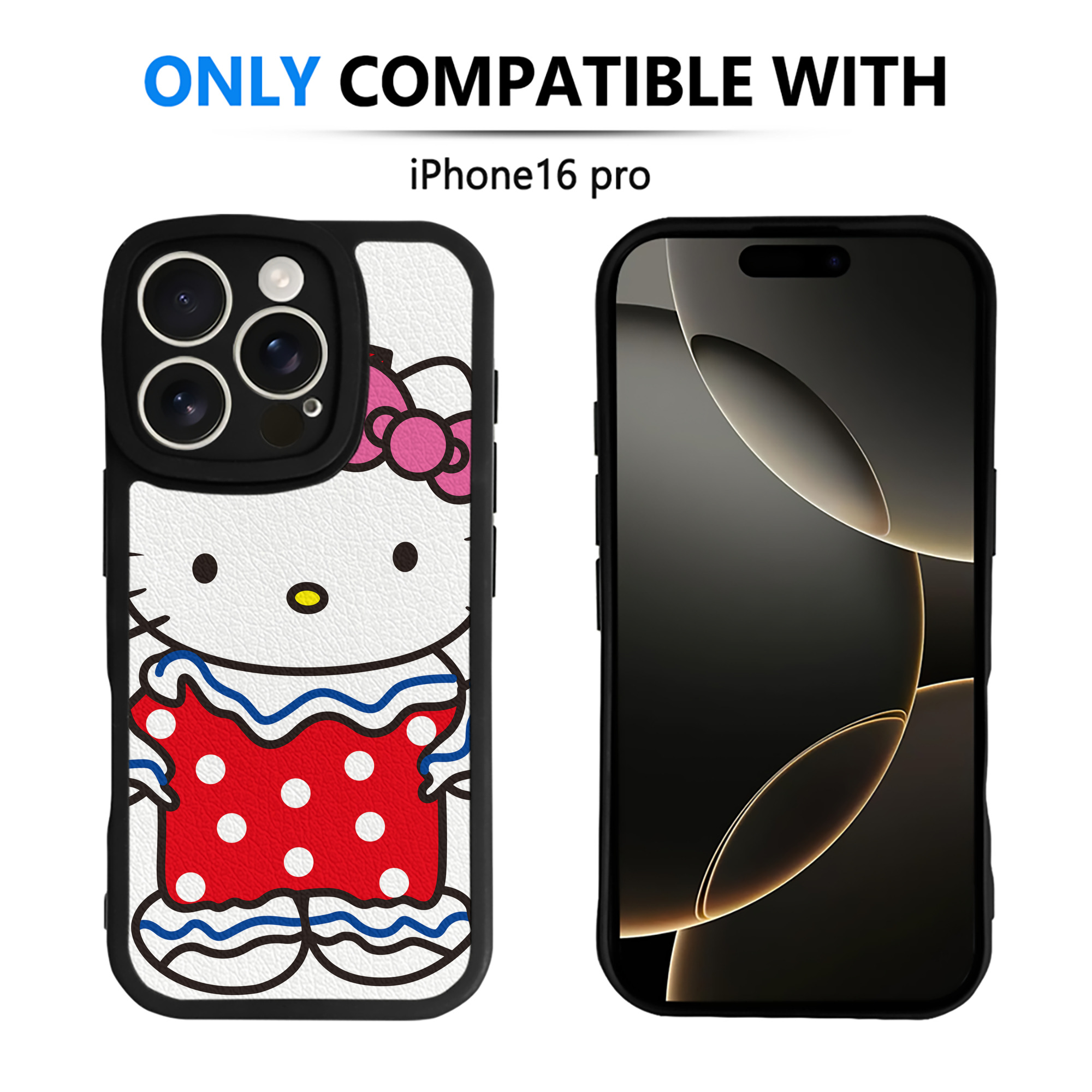 （画像用） Hello Kitty ハローキティ 【iPhone 16シリーズ対応】シリコンスマホケース（レザー調） 材質：シリコン